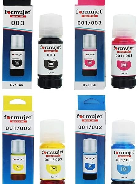Formujet EP 003 Refill Dye Ink Set of 4 Color X 70g (BK/C/M/Y) Compatible for Epson Eco Tank Printer L3110, L3150 L3110, L3115, L3116, L3151, L3152, L3156, L5190 etc